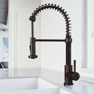 VIGO Edison 19'' H Single Handle Pull-Down Sprayer Kitchen Faucet in Matte Black-VG02001MB