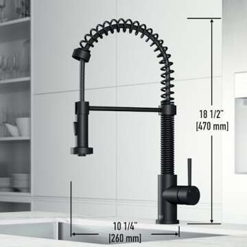 VIGO Edison 19'' H Single Handle Pull-Down Sprayer Kitchen Faucet in Matte Black-VG02001MB
