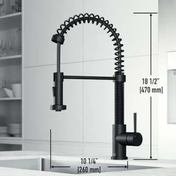 VIGO Edison 19'' H Single Handle Pull-Down Sprayer Kitchen Faucet in Matte Black-VG02001MB