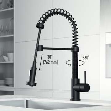 VIGO Edison 19'' H Single Handle Pull-Down Sprayer Kitchen Faucet in Matte Black-VG02001MB