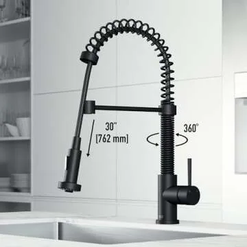 VIGO Edison 19'' H Single Handle Pull-Down Sprayer Kitchen Faucet in Matte Black-VG02001MB