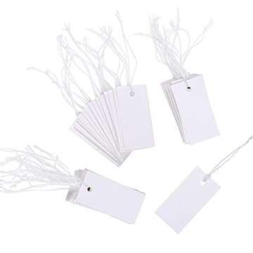 Shappy 300 Pcs White Price Display Tags with Elastic Rope