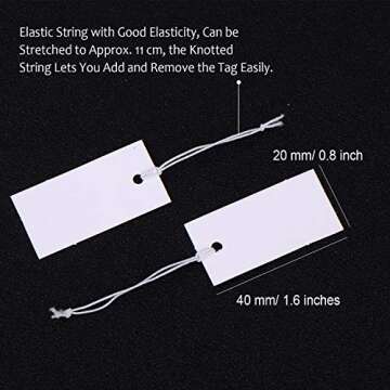 Shappy 300 Pcs White Price Display Tags with Elastic Rope