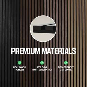 2-Pack Wood Panels for Wall - Acoustic Wood Slat Wall Panels, Soundproof Wooden Paneling for Interior Decor