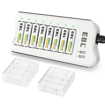 EBL 2800mAh Rechargeable Batteries and Charger with USB Ports
