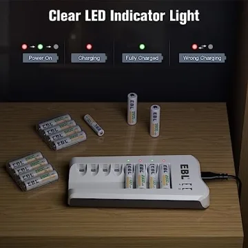 EBL 2800mAh Rechargeable Batteries and Charger with USB Ports