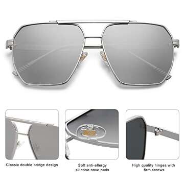 SOJOS Retro Oversized Polarized Sunglasses for UV400 Protection