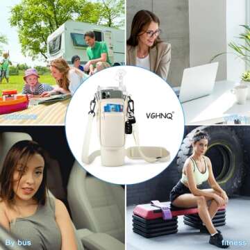 Water Bottle Carrier Bag with Pocket for Stanley 40 oz Tumbler with Handle Neoprene Sports Water Bottle Holder Pouch with Adjustable Strap, Straw Cover Carabiner for Stanley Cup Accessories