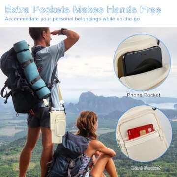 Water Bottle Carrier Bag with Pocket for Stanley 40 oz Tumbler with Handle Neoprene Sports Water Bottle Holder Pouch with Adjustable Strap, Straw Cover Carabiner for Stanley Cup Accessories