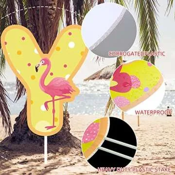 Hawaii Happy Birthday Yard Sign Summer Birthday Yard Sign Pink Flamingo Pineapple Birthday Decorations for Outdoor Garden Decoration, Tropical Party Décor, Hawaiian Birthday Party Supplies.