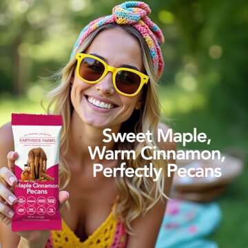Earthside Farms Maple Cinnamon Pecans, Candied Nuts Snack Packs - Trail Mix Individual Packs - Keto Friendly, Healthy Snacks for Adults