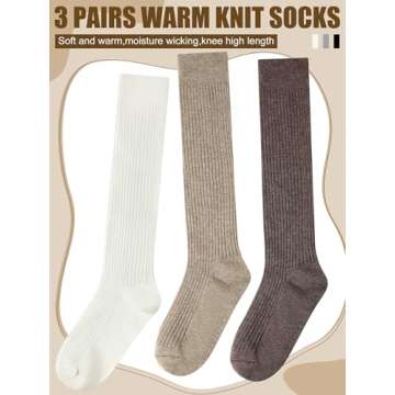 Shihanee Women Cashmere Cotton Knee High Socks - Cozy Style