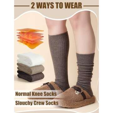 Shihanee Women Cashmere Cotton Knee High Socks - Cozy Style