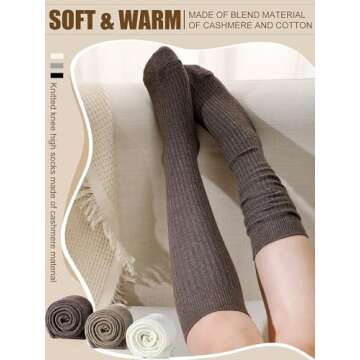 Shihanee Women Cashmere Cotton Knee High Socks - Cozy Style