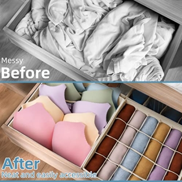 CRIUSIA 4 Pack Foldable Drawer Organizers for Underwear Socks Bras