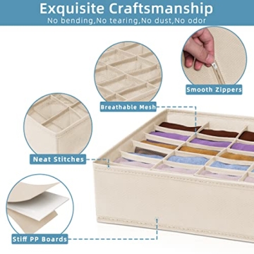 CRIUSIA 4 Pack Foldable Drawer Organizers for Underwear Socks Bras