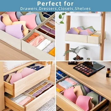 CRIUSIA 4 Pack Foldable Drawer Organizers for Underwear Socks Bras