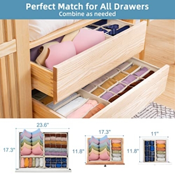 CRIUSIA 4 Pack Foldable Drawer Organizers for Underwear Socks Bras