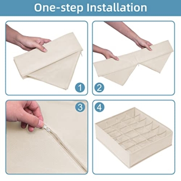 CRIUSIA 4 Pack Foldable Drawer Organizers for Underwear Socks Bras