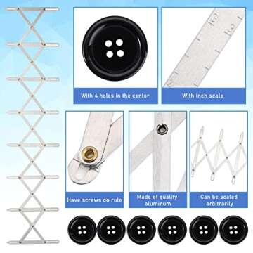 Weewooday Expandable Sewing Gauge with Buttons for Crafting
