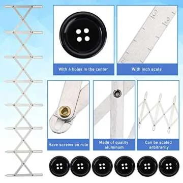 Weewooday Expandable Sewing Gauge with Buttons for Crafting