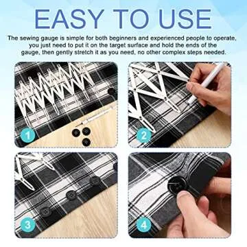 Weewooday Expandable Sewing Gauge with Buttons for Crafting
