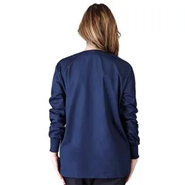 Natural Uniforms Warm Up Scrub Jacket-Comfortable Dark Navy Blue Top With Pockets