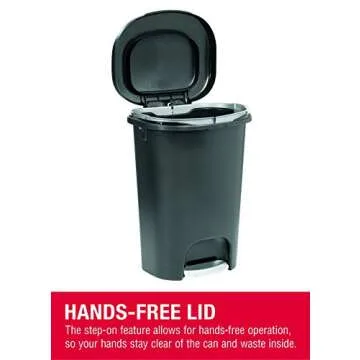 Rubbermaid Classic 13 Gallon Premium Step-On Trash Can with Lid and Stainless-Steel Pedal, Black Waste Bin for Kitchen/Home/Office/Garage