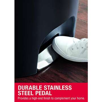 Rubbermaid Classic 13 Gallon Premium Step-On Trash Can with Lid and Stainless-Steel Pedal, Black Waste Bin for Kitchen/Home/Office/Garage