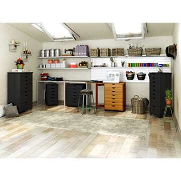 Adeptus Solid Wood 6 Drawer Roll Cart for Storage