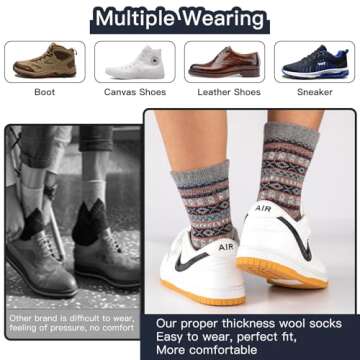 COOPLUS Men's Winter Wool Socks - Warm & Stylish (5 Pairs)