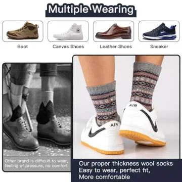 COOPLUS Men's Winter Wool Socks - Warm & Stylish (5 Pairs)