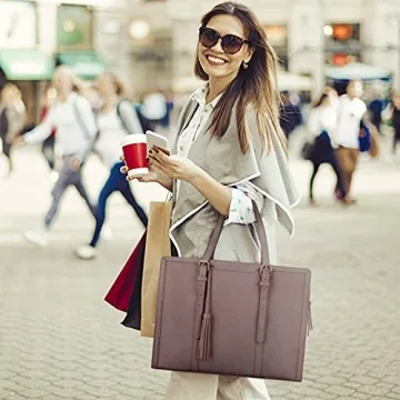 Stylish ECOSUSI Laptop Tote Bag for Women 15.6 Inch
