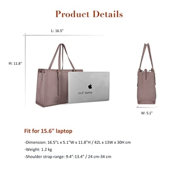 Stylish ECOSUSI Laptop Tote Bag for Women 15.6 Inch