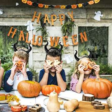 Lurrose Devil Horns Headband - Cow-horn Shaped Demon Horns Headpiece for Cosplay and Halloween