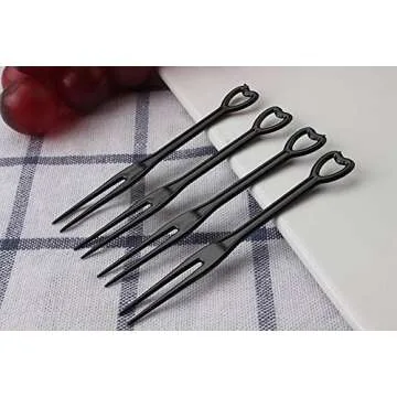 450Pcs 3.5" Disposable Plastic Cocktail Picks Fruit Cake Dessert Tasting Appetizers Forks Stick for Wedding Party Supplies (Black)