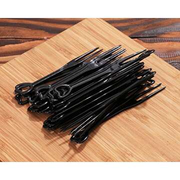 450Pcs 3.5" Disposable Plastic Cocktail Picks Fruit Cake Dessert Tasting Appetizers Forks Stick for Wedding Party Supplies (Black)