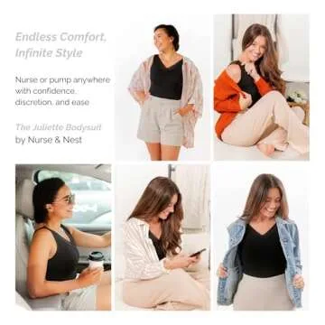 Maternity Bodysuit - Nursing Pumping Bra Hands Free - Nursing Tank Top for Breastfeeding Shirt - Premium Shaping Postpartum Bodysuit with Built-In Supportive Bra M