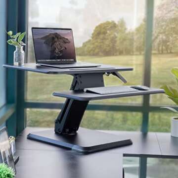 Mount-It! Standing Desk Converter, Compact Small 25” Adjustable Desktop Standing Desk - Sit to Des...