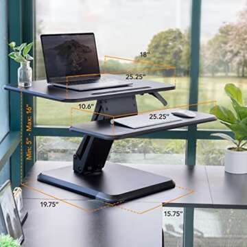 Compact 25” Adjustable Desktop Standing Desk Converter
