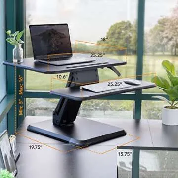 Compact 25” Adjustable Desktop Standing Desk Converter