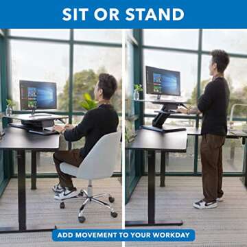 Compact 25” Adjustable Desktop Standing Desk Converter