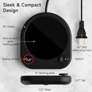 Oracer Coffee Mug Warmer with Adjustable Temperature Display