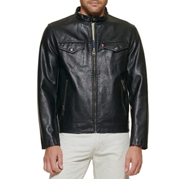 Levi's Men's Faux Leather Racer Jacket - Black - Stylish Comfort in X-Large
