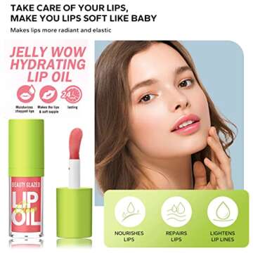 Beauty Glazed Big Brush Head Lip Oil, Ultra-Hydrating & Nourishing, Smooth Glossy Finish Lip Glow Oil, Shiny and Vegan Tinted Lip Gloss, Non-Sticky Formula (1, 108# REBORN)