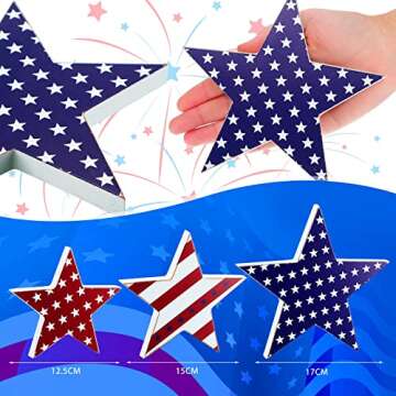 3 Pcs 4th of July table decorations Patriotic Wooden Star Centerpiece Sign Independence Day Tiered Tray Decor Memorial Day Tabletop Decorations for Home Festival Party Decor (Classic)