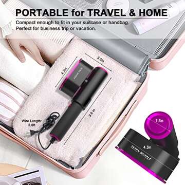 Enjoy Myself Portable Handheld Garment Steamer with Rotatable Ironing Panel, Both Wet Steam and Dry Iron, Clothes Steamer for Home and Travel, Strong Penetrating Foldable Fabric Wrinkles Remover