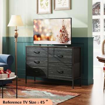 Stylish WLIVE Dresser With 5 Drawers for Home Organization
