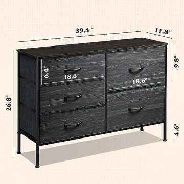Stylish WLIVE Dresser With 5 Drawers for Home Organization