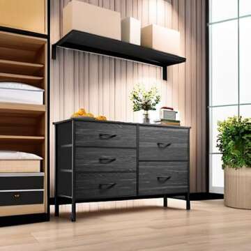 Stylish WLIVE Dresser With 5 Drawers for Home Organization